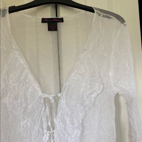 White Elena Wang Ruffle Knit Jacket Size S  Excellent Used Condition - Picture 8 of 10